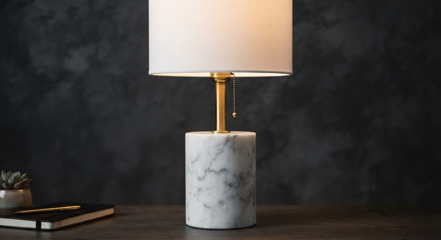Marble Table Lamp — Carrara Marble Base